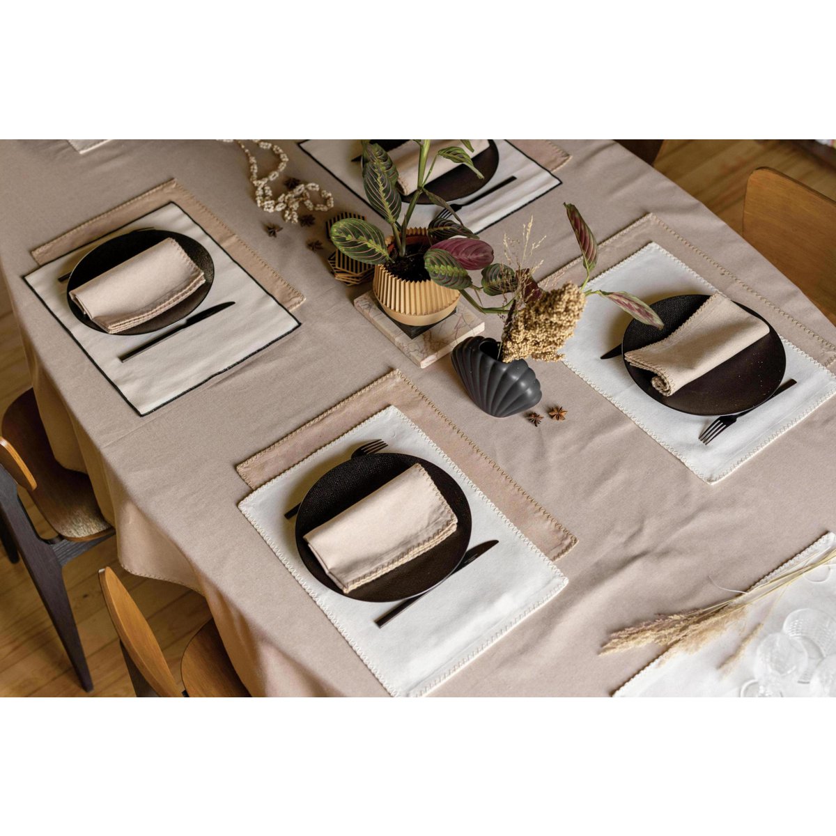 Nappe recyclée Delia Naturel 170 x 250