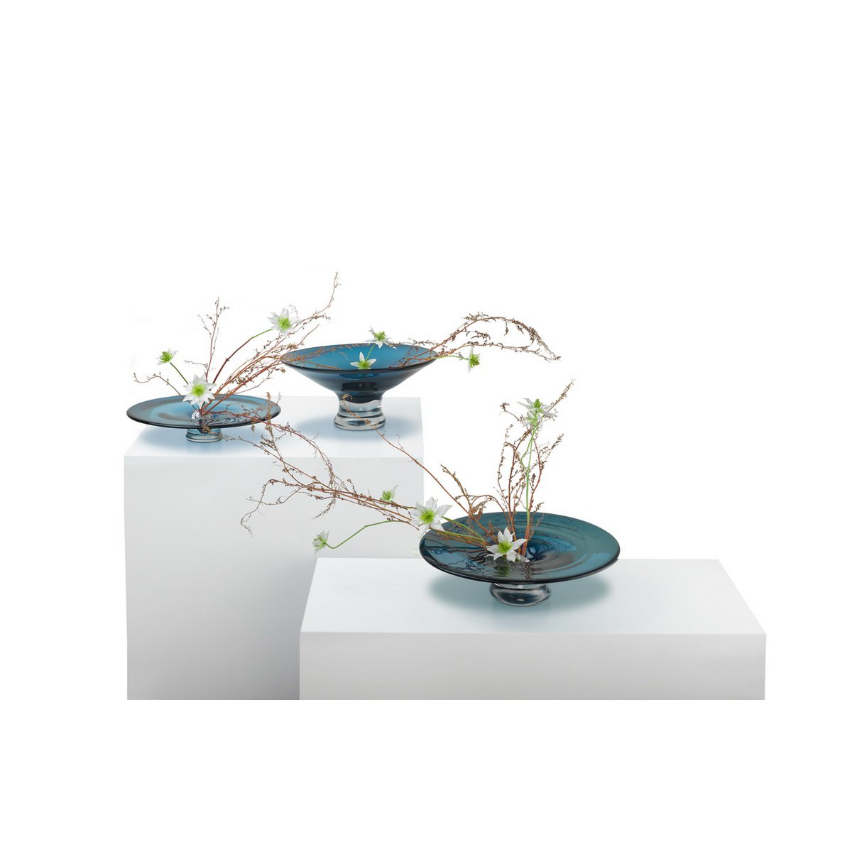 Round conical vase or bowl, dark ink blue: ALAIN