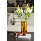 Art de la Table Vase en verre moderne sobre, forme cylindrique sur une base solide, orange foncé chaud, OMAHA14AM Zistyhome art de la table