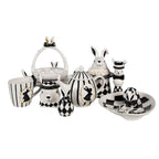 Échelle de décoration 24x23x12 cm lapins en céramique noir blanc