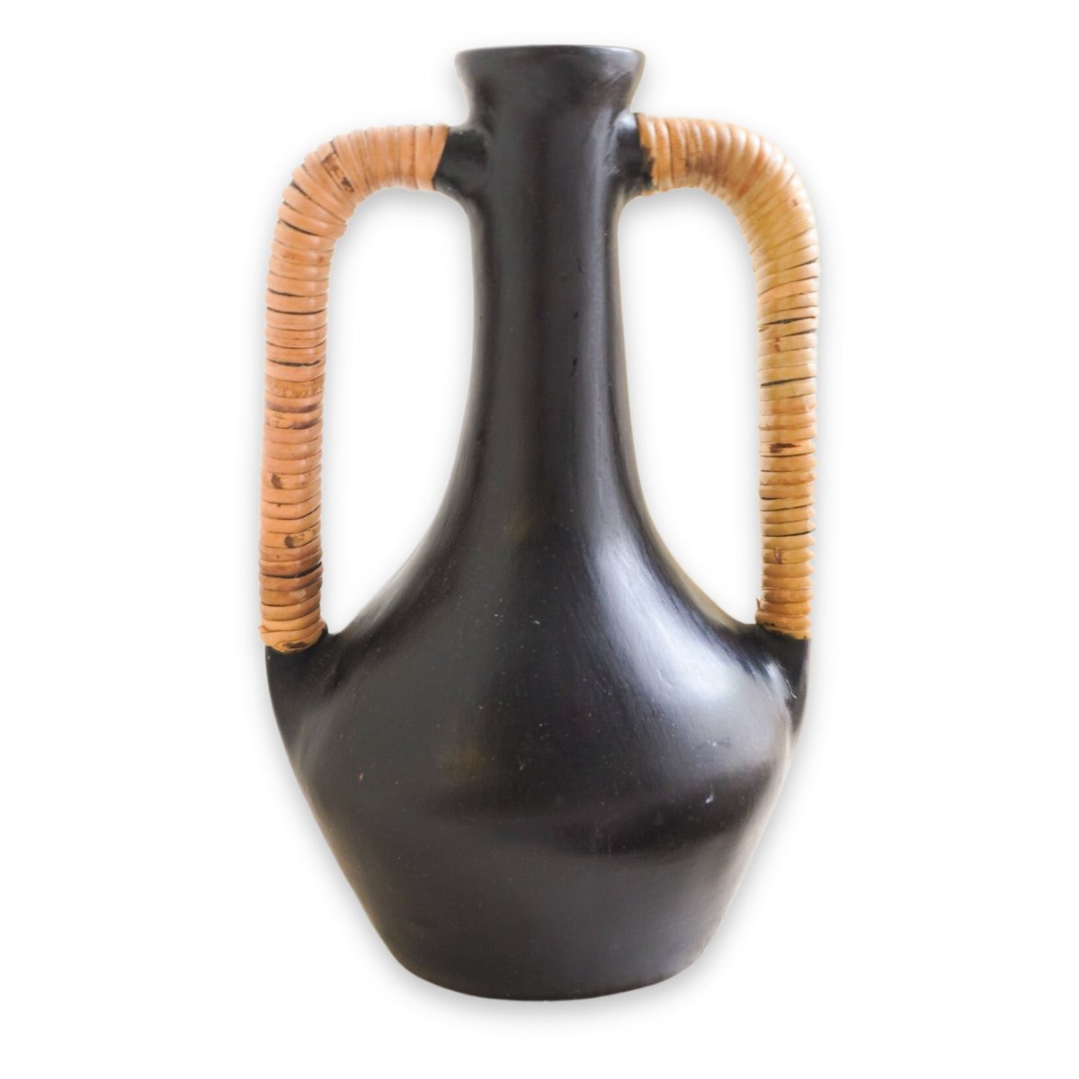 Vase noir petit vase décoratif moulé à la main en argile pour fleurs séchées ou fraîches SELAYAR