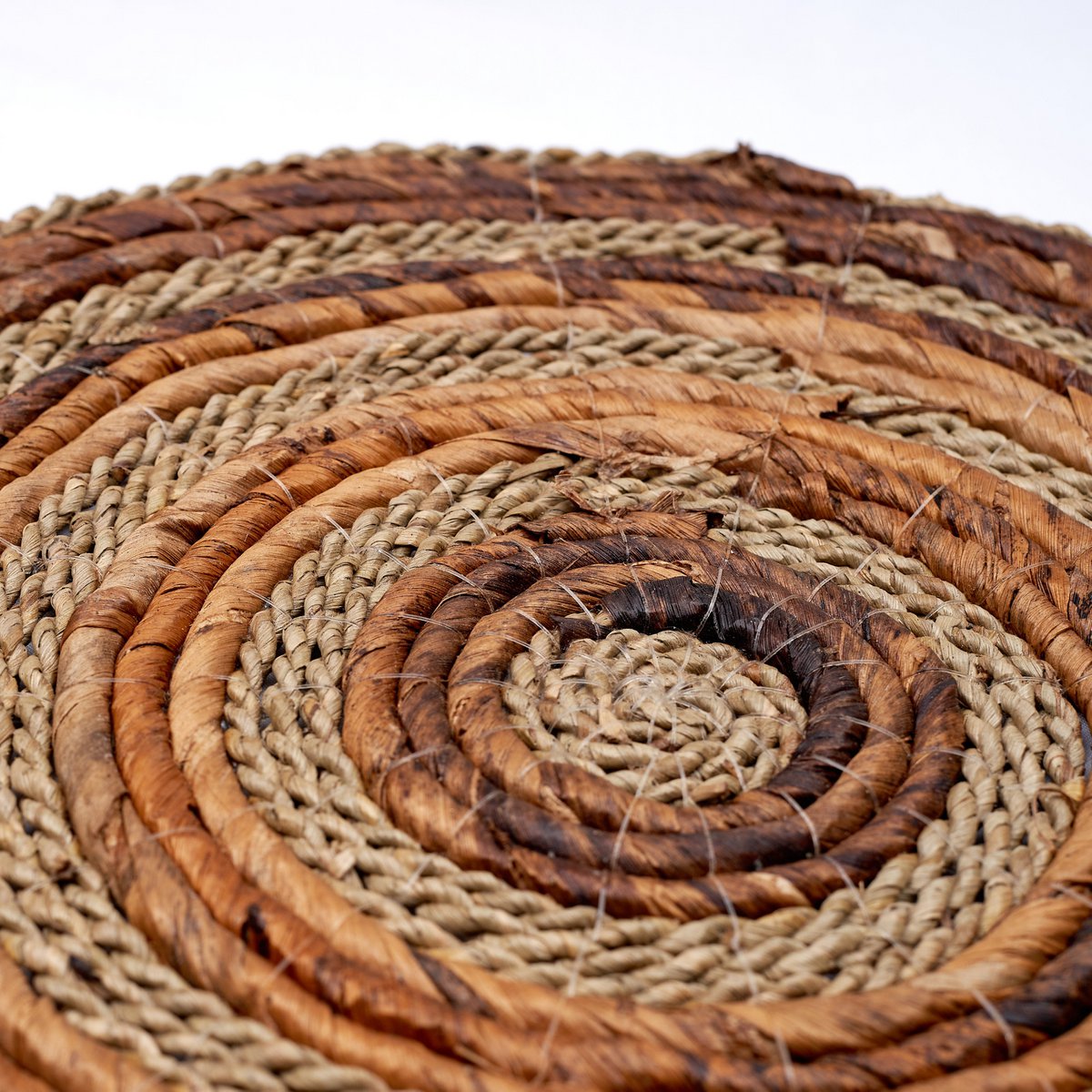 Set de table (Ensemble de 4 ou 6) MATARAM | Set de table rond Boho en fibre de bananier et jonc de mer 38 cm