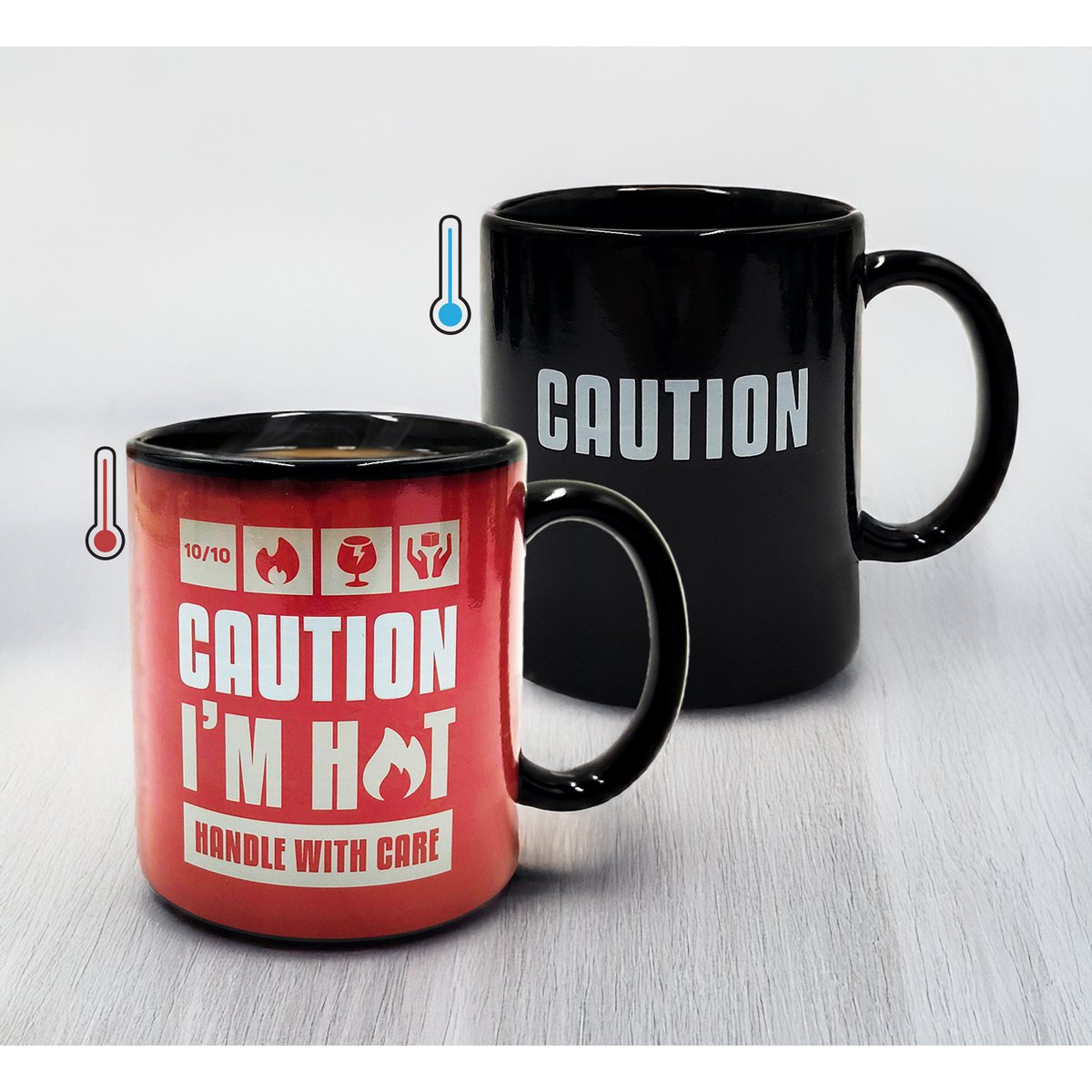 Mad Monkey - Tasse "Caution I am Hot" - avec changement de couleur