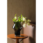 Grand vase design de forme cylindrique angulaire dentelée, verre gris foncé de haute qualité, CUZ14GR