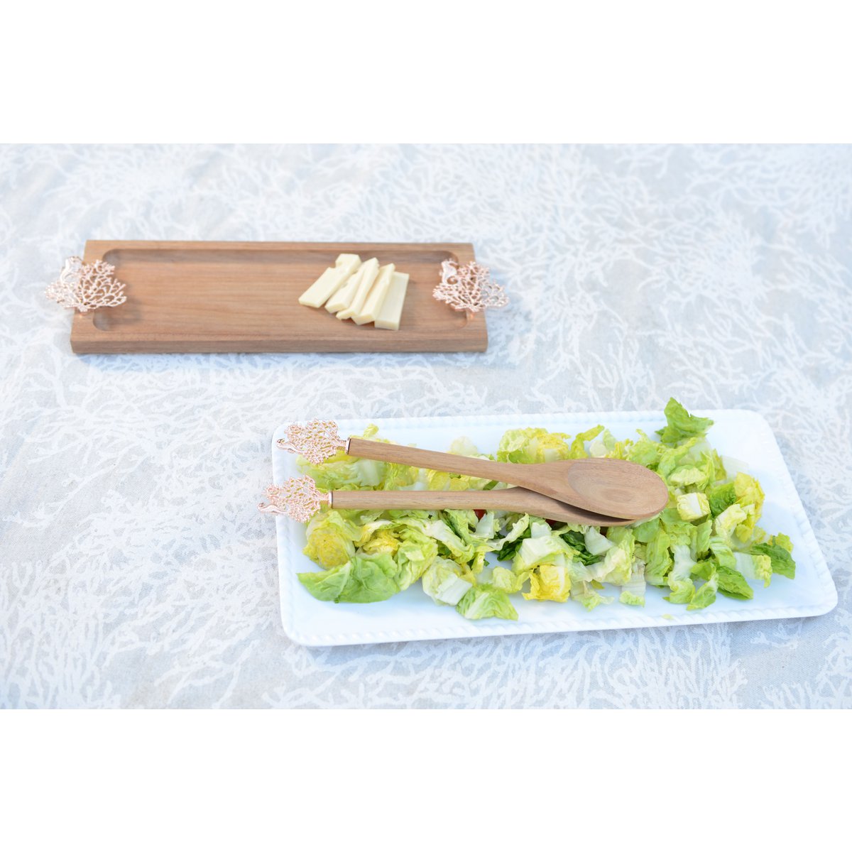 Couverts à salade corail rose gold