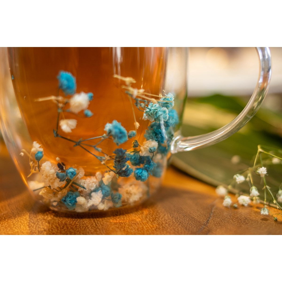 Tasses à thé double paroi fleurs bleues et blanches 350ml -lot de 2