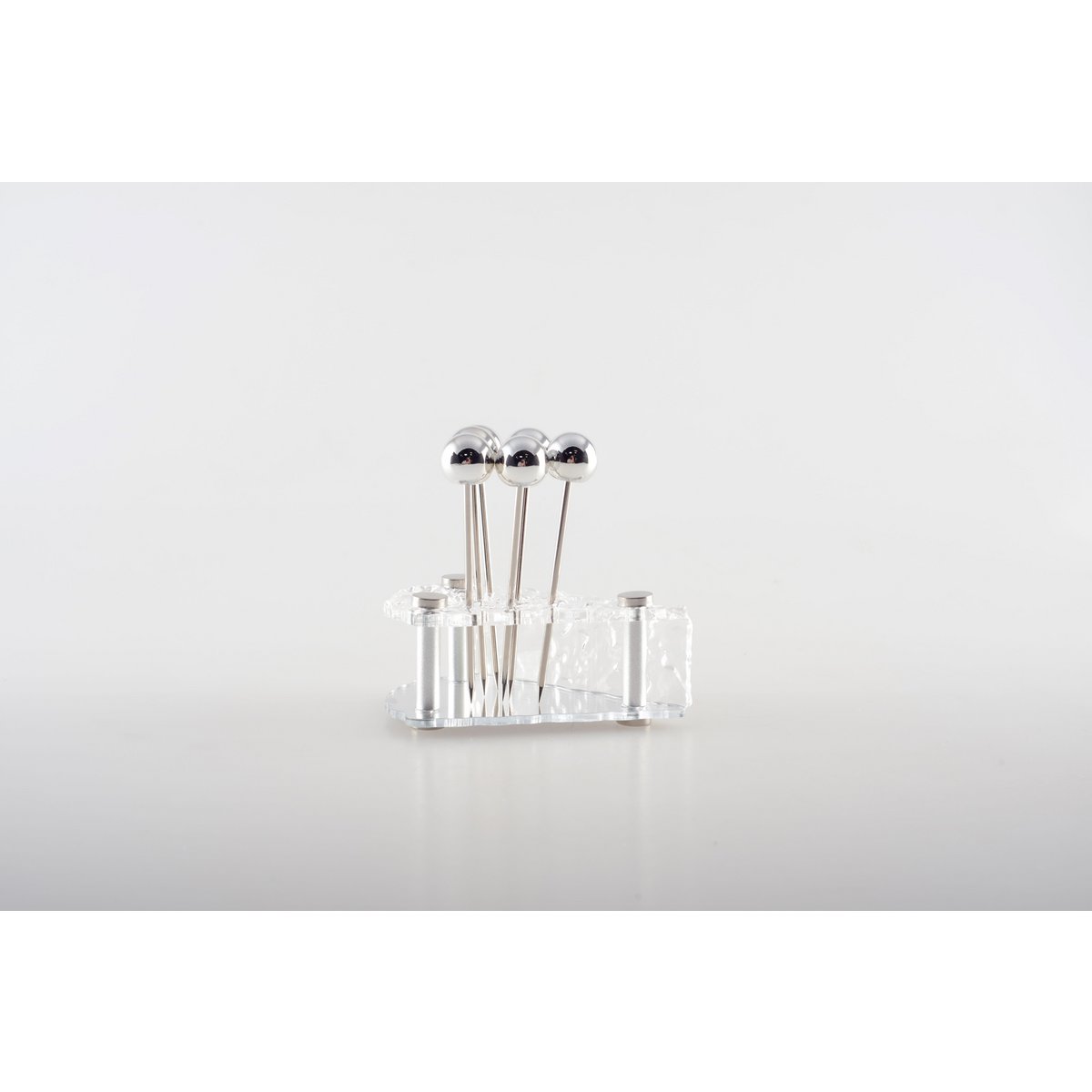 Piques apéritif argent avec support fromage - lot de 6