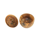 Salière en forme de pomme avec pelle à sel, bois d'olivier
