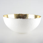 Saladier blanc et doré martelé 26x26x11.5cm