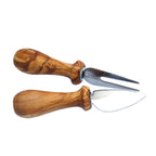 Set de 2 couverts à fromage avec manche en bois d'olivier