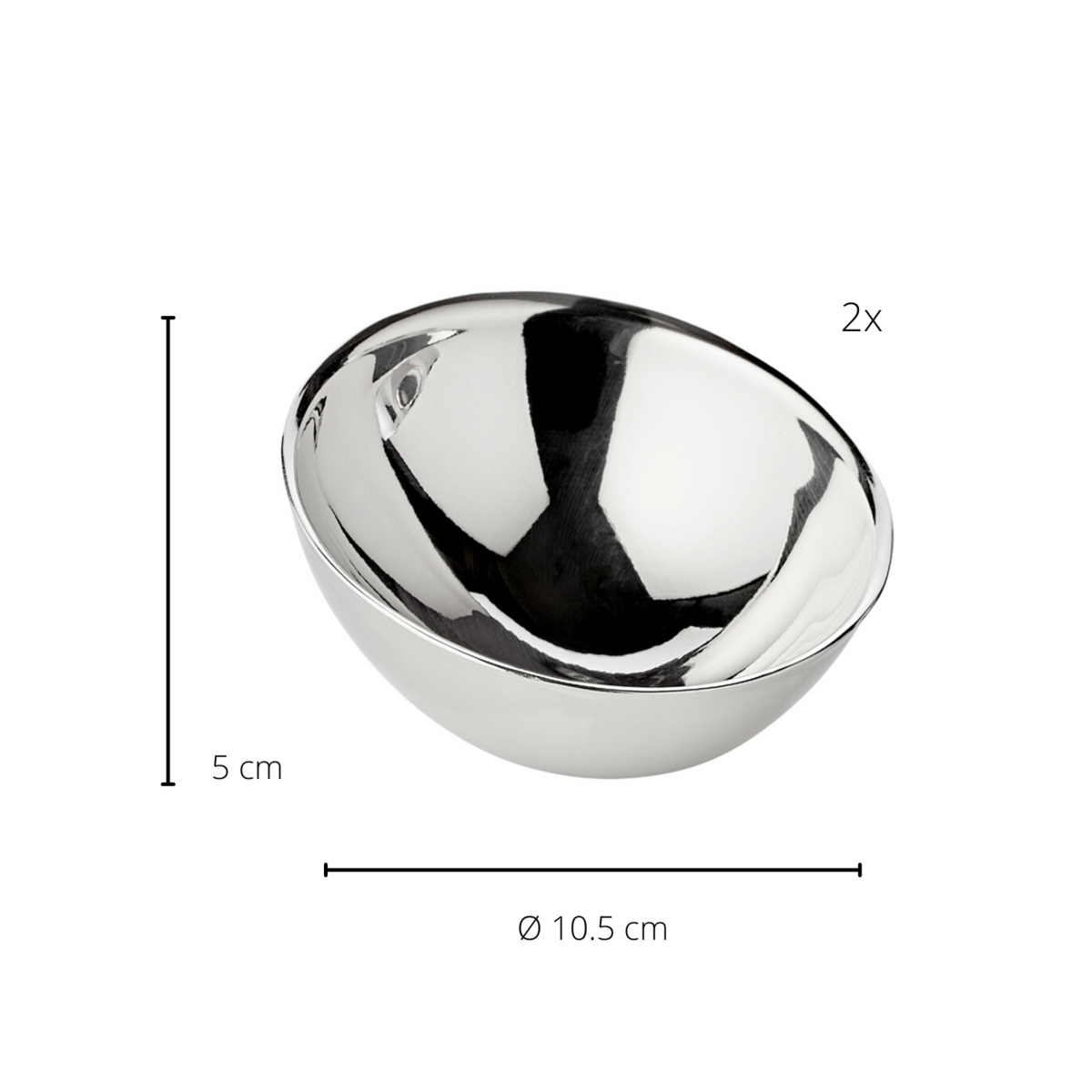 EDZARD set de 2 bols Asti, acier inoxydable poli miroir, diamètre 10 cm, hauteur 5 à 8 cm