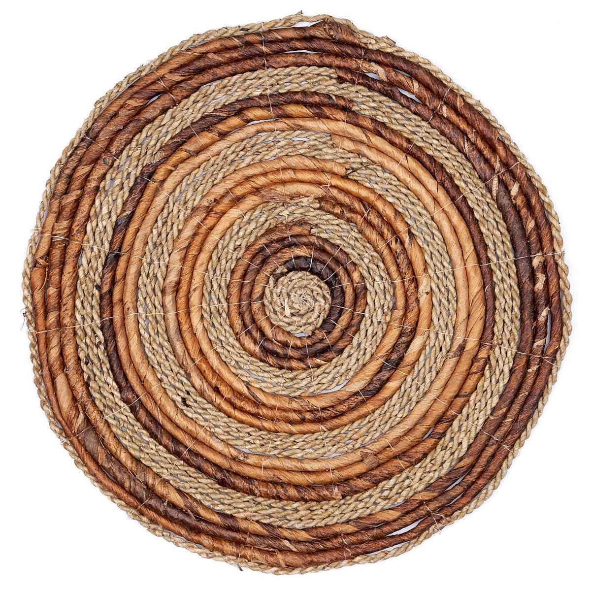 Set de table (Ensemble de 4 ou 6) MATARAM | Set de table rond Boho en fibre de bananier et jonc de mer 38 cm