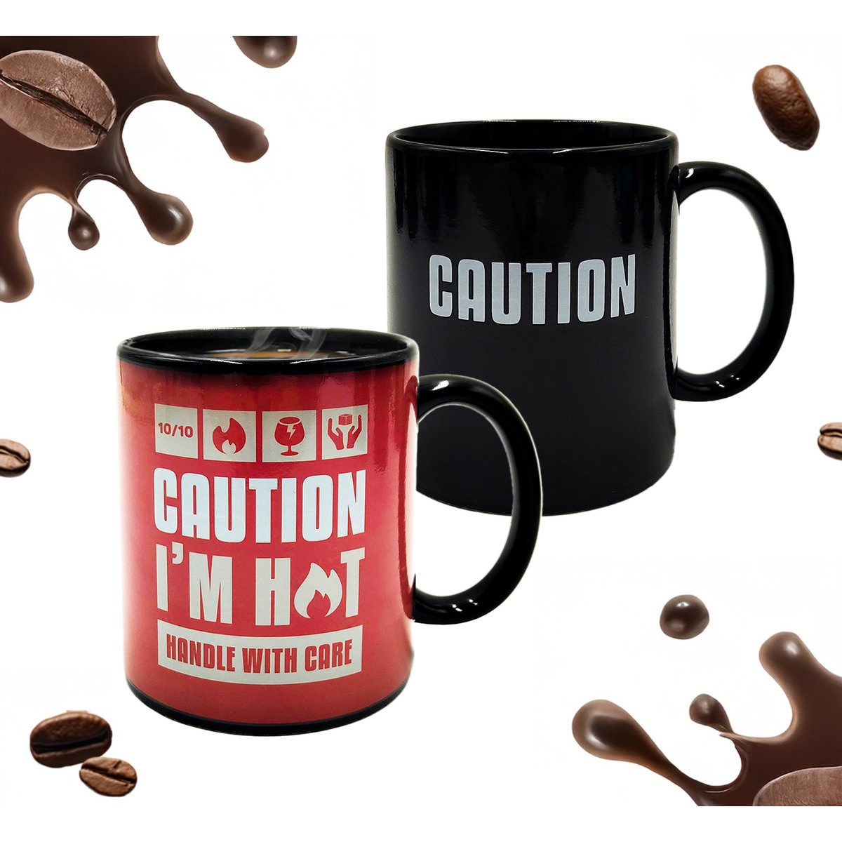 Mad Monkey - Tasse "Caution I am Hot" - avec changement de couleur