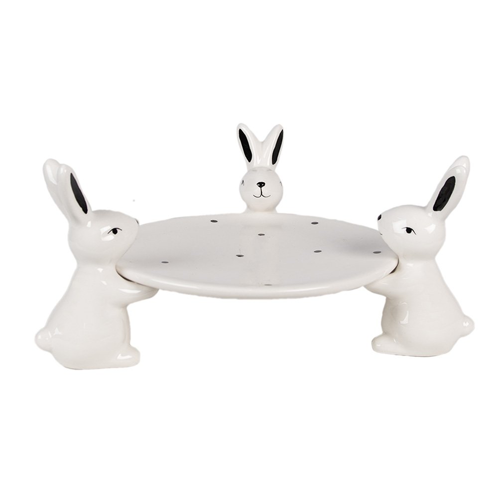 Échelle de décoration 24x23x12 cm lapins en céramique noir blanc