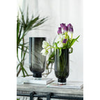 Art de la Table Vase en verre moderne sobre, forme cylindrique sur une base élégante, gris foncé, OMAHA14GR Zistyhome art de la table