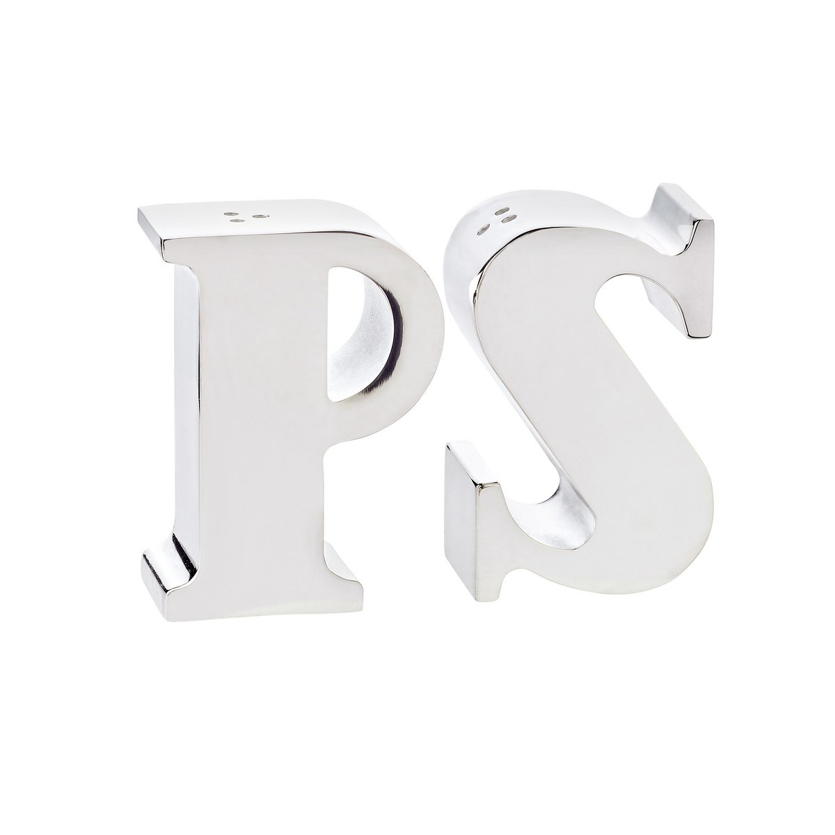 EDZARD Salière et poivrière Favre, lettres P & S, argenté, hauteur 7 cm