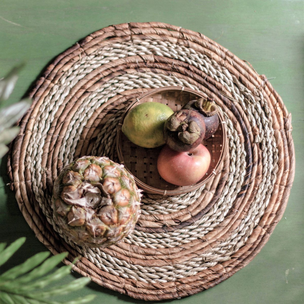 Set de table (Ensemble de 4 ou 6) MATARAM | Set de table rond Boho en fibre de bananier et jonc de mer 38 cm