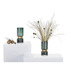 Art de la Table Grand vase en verre vert rétro futuriste de luxe avec or TRI 36 GE Zistyhome art de la table