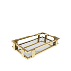 Plateau miroir rectangulaire doré  31x18x5cm