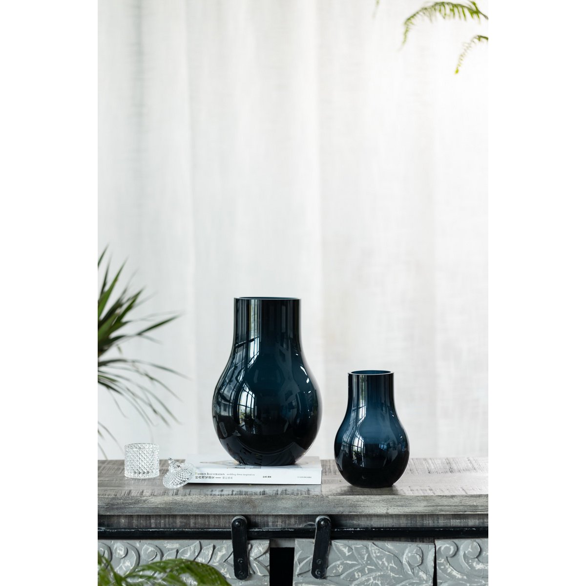 Art de la Table Vases en verre les plus vendus : grand vase moderne et élégant en verre de qualité bleu profond, DAVOS15 Zistyhome art de la table