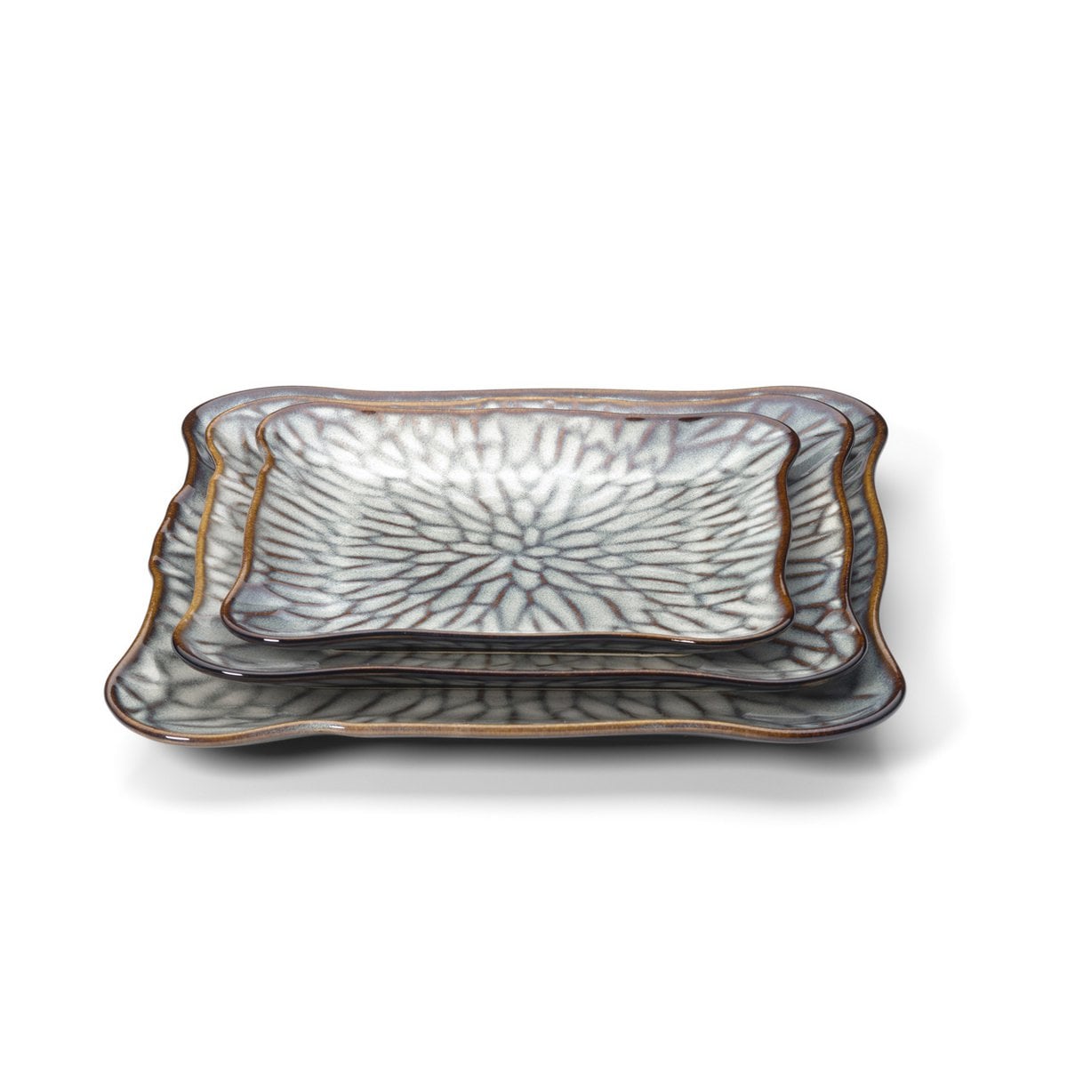 Assiette Carrée The Lotus Ice - Gris Marron - M