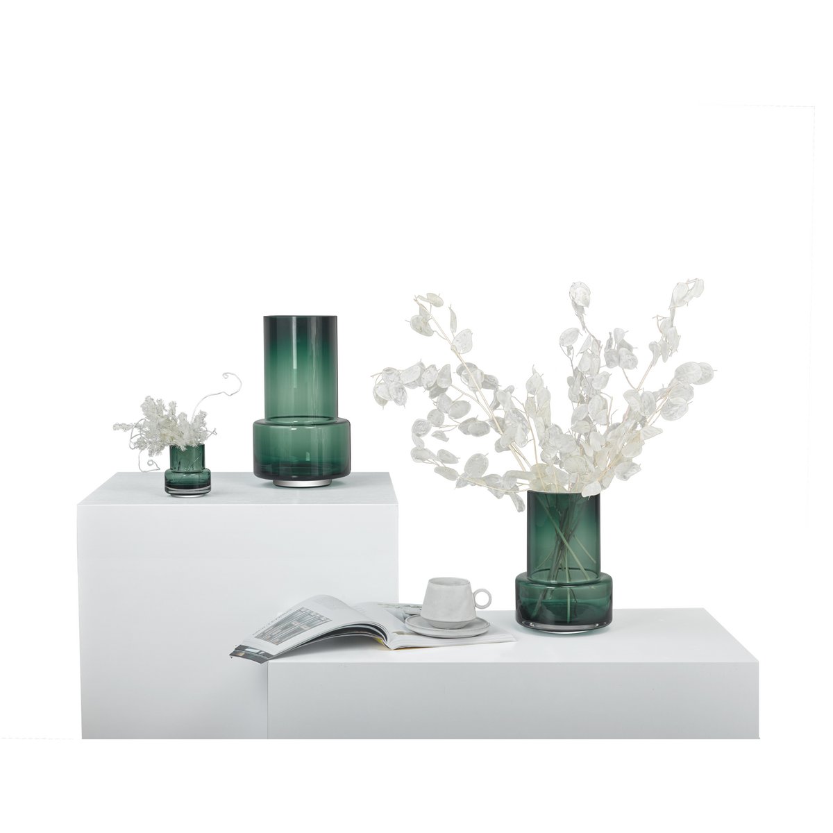 Art de la Table grand vase à fleurs épais de style rétro, verre de qualité vert foncé : TYLER35GE Zistyhome art de la table