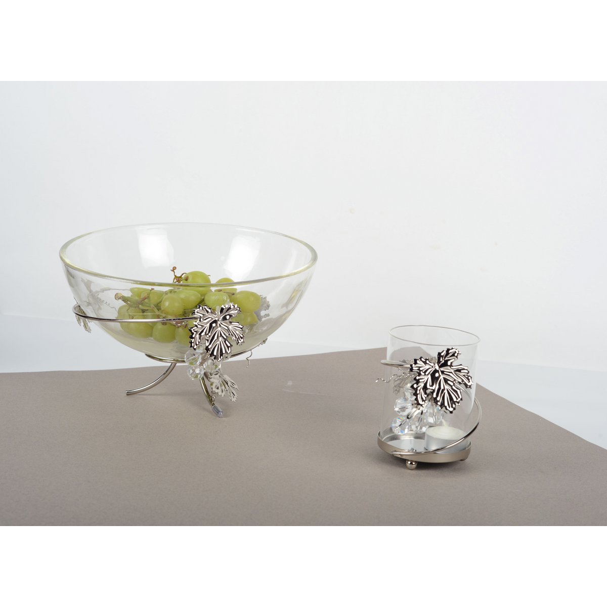 Coupe décorative argent feuille de vigne 25x25x17cm