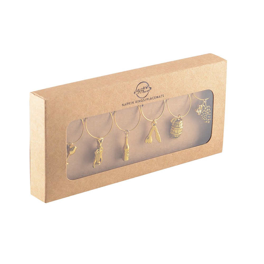 Marques verre charme dorés - lot de 6