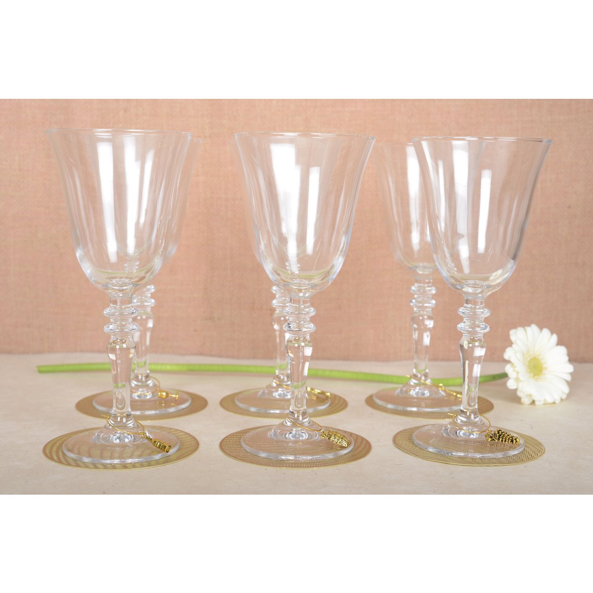 Marques verre charme dorés - lot de 6