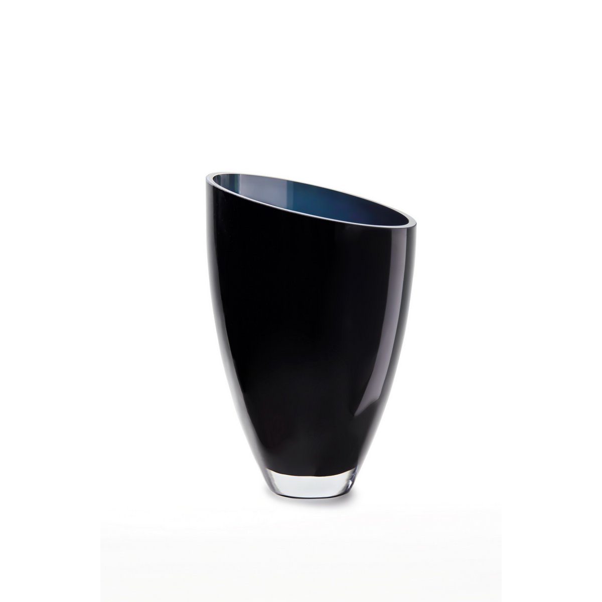 vase en verre de forme parabolique inversée oblique, BULED 30 Inkt Blue, verre de luxe 9mm