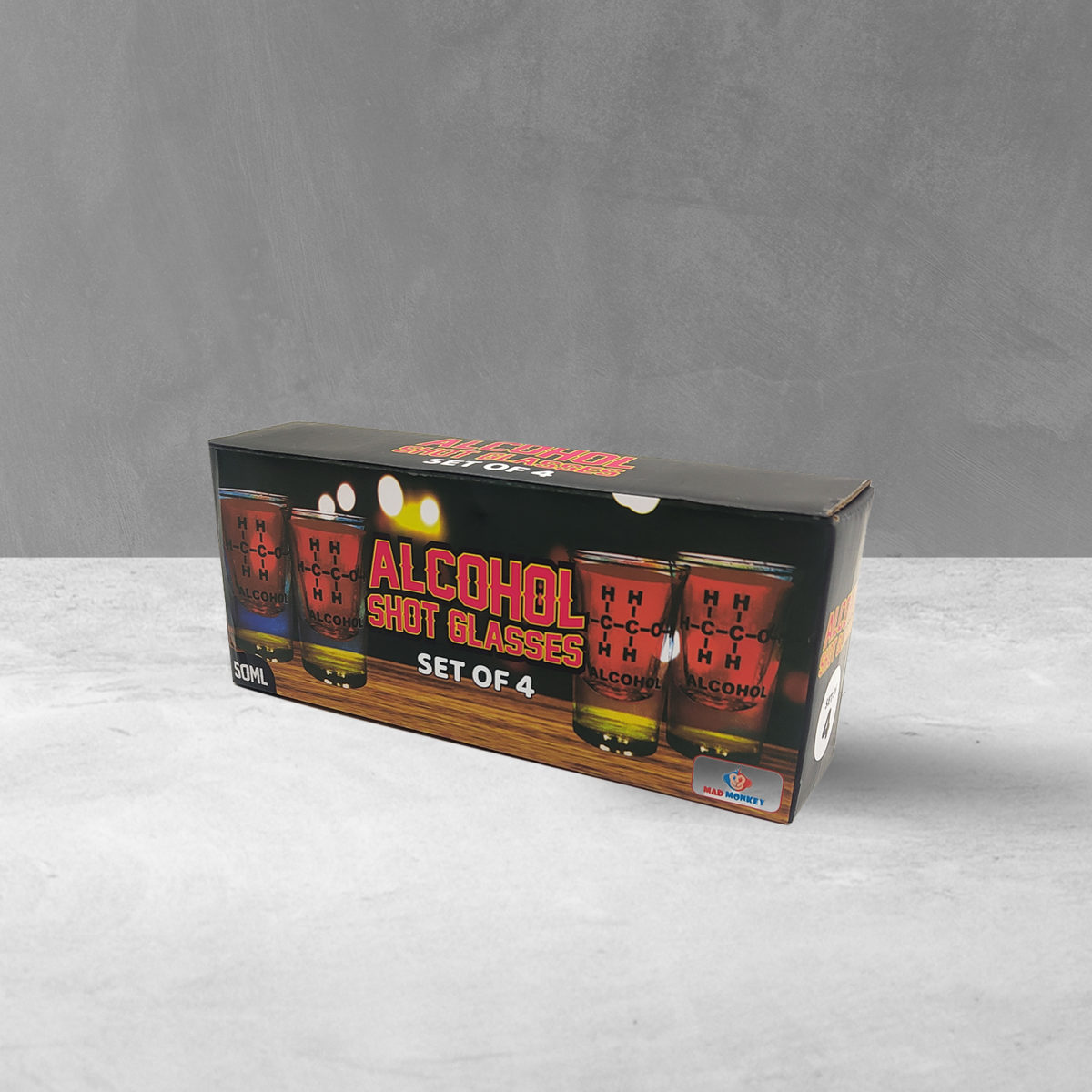 Mad Monkey - Verres à shot avec formule alcoolisée (lot de 4)