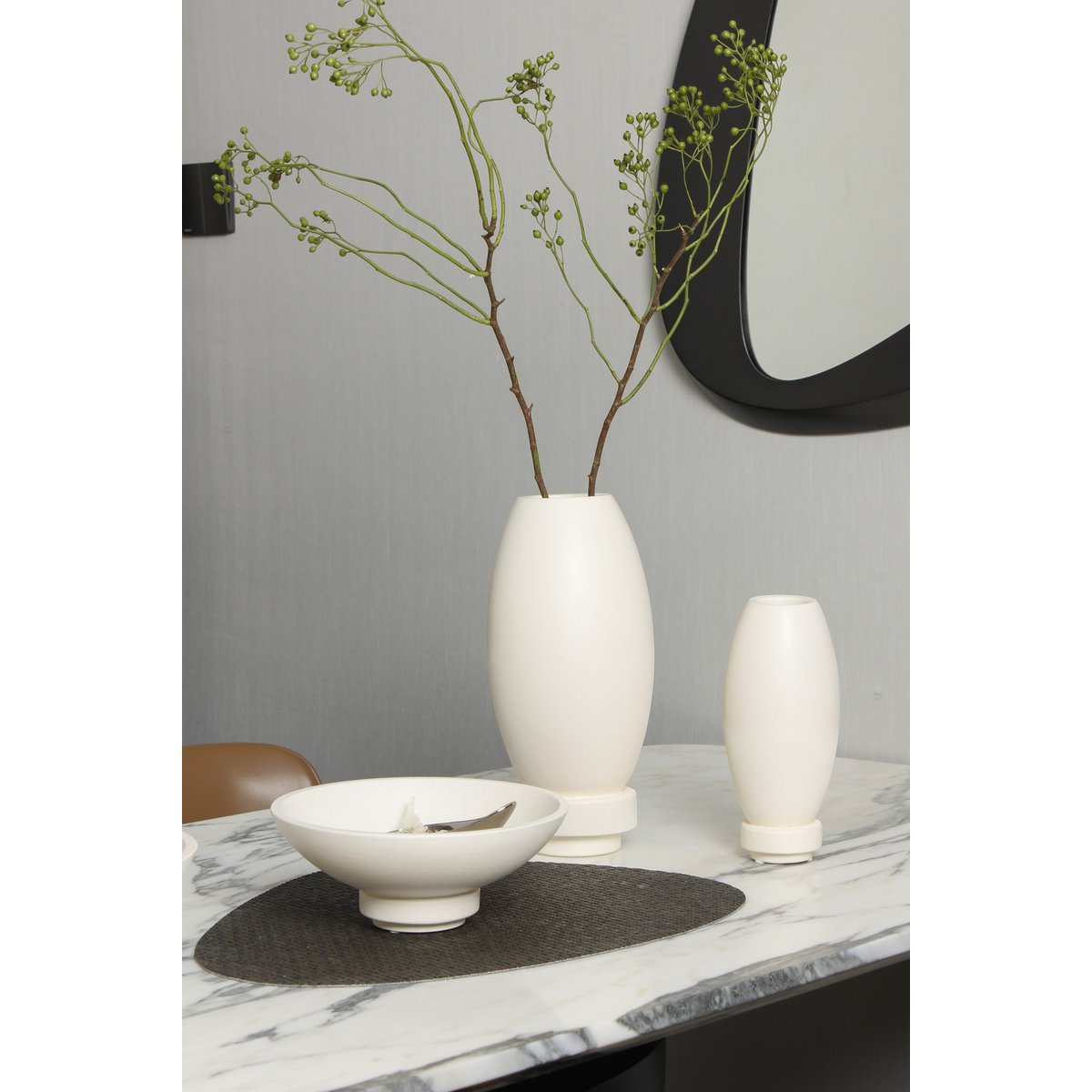 Grand Bol Design Moderne, en micro ciment, noir, RUD12WH