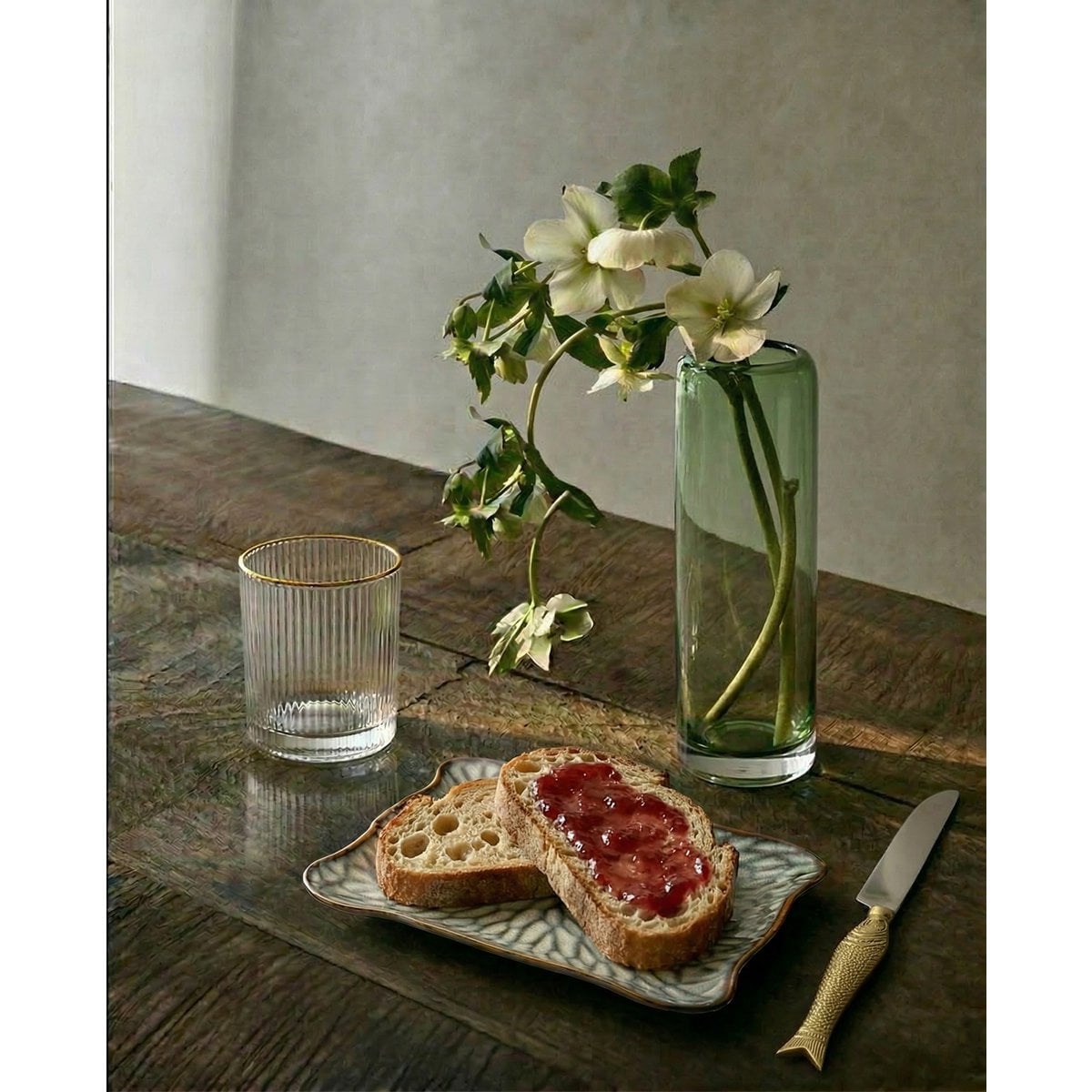 Assiette Carrée The Lotus Ice - Gris Marron - L