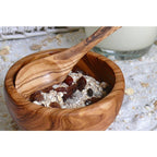 Bol à céréales en bois d'olivier Ø 14 cm avec cuillère