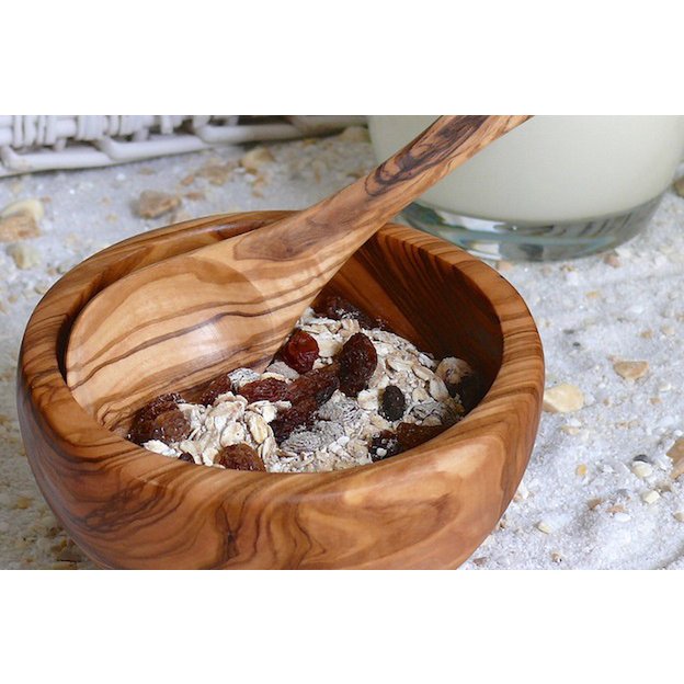 Bol à céréales en bois d'olivier Ø 14 cm sans cuillère