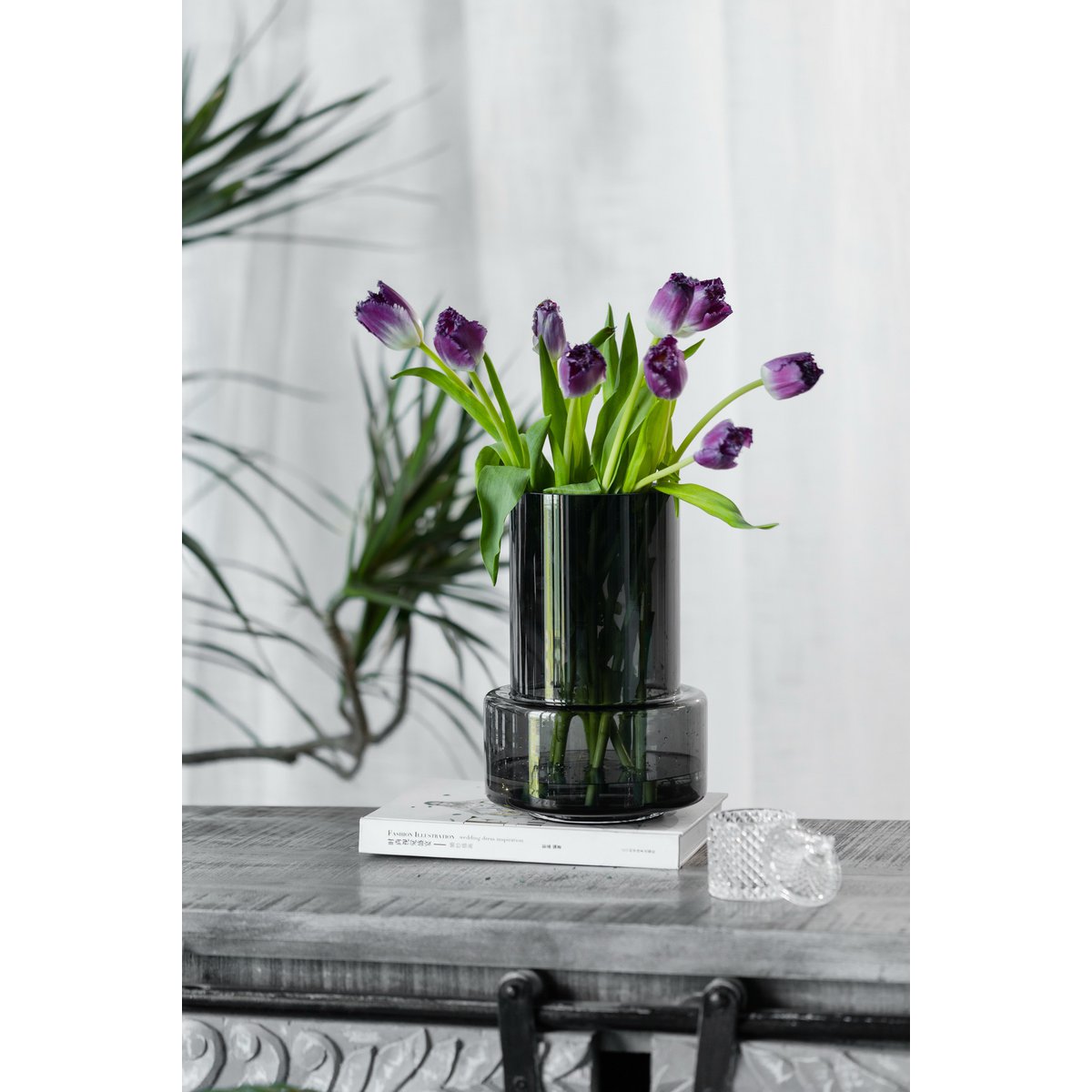 Vase design rétro moderne, couleur gris foncé, TYLER12GR