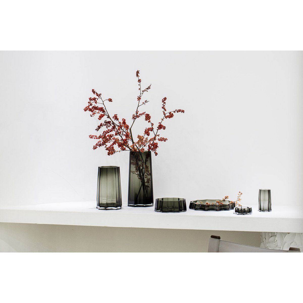 Grand bol ou récipient de luxe moderne-classique, design élégant, LENOX 05 Gris