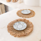 Set de table (lot de 2, 4 ou 6) 45 cm Tapis de table rond Boho WAISAI en raphia