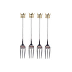 Fourchettes à dessert couronne dorée - lot de 4