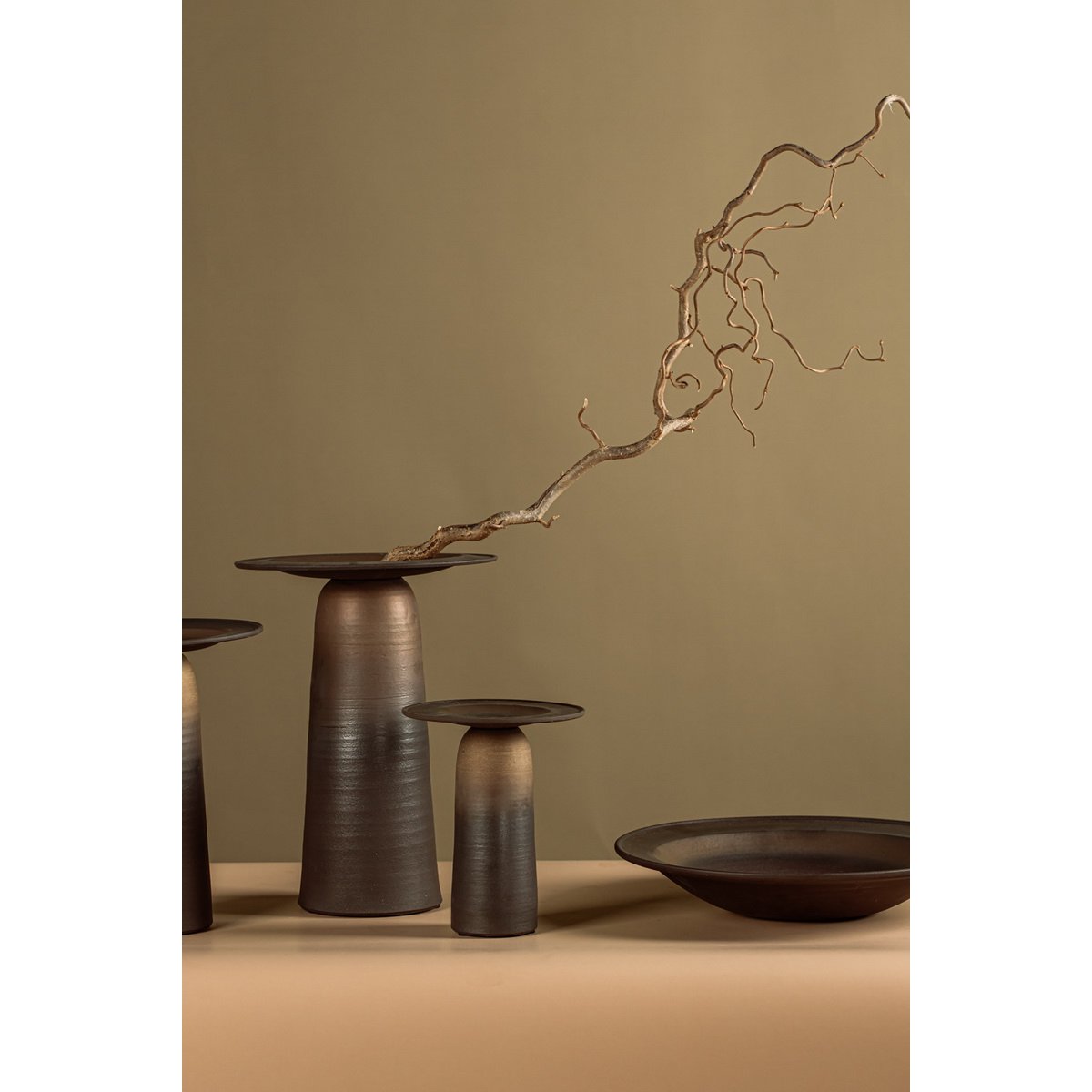 New large flat ceramic bowl, modern East + West design, ULF06BB
