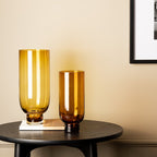 Art de la Table Vase en verre moderne sobre, forme cylindrique sur une base solide, orange foncé chaud, OMAHA14AM Zistyhome art de la table