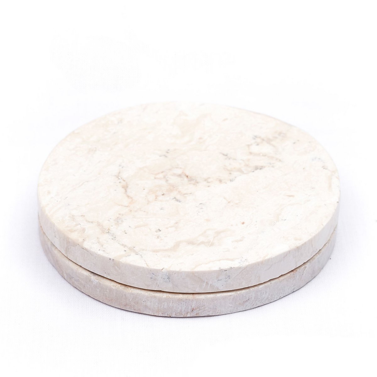 Ensemble de sous-verres ronds en marbre de 4 ou 8 RANUKA faits à la main (blanc)
