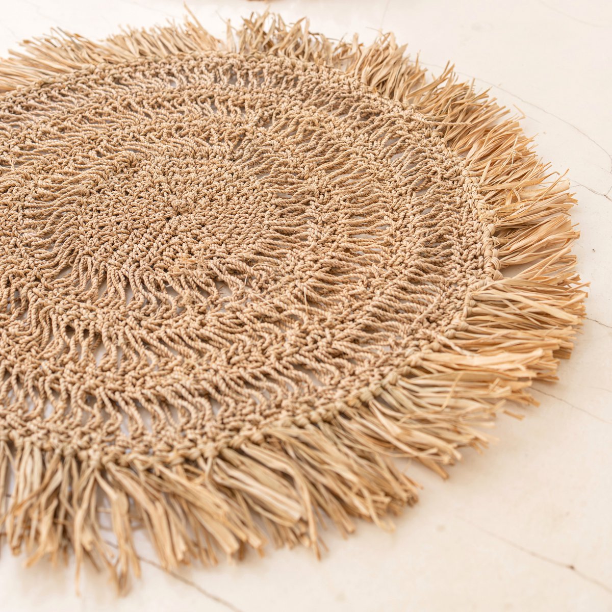Set de table (lot de 2, 4 ou 6) 45 cm Tapis de table rond Boho WAISAI en raphia