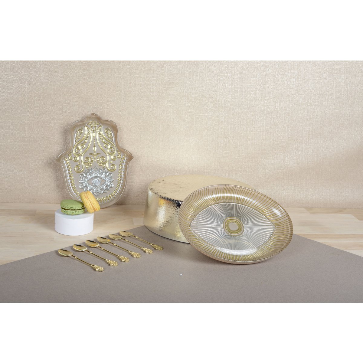 Coupelle ovale œil 22x15.5cm beige