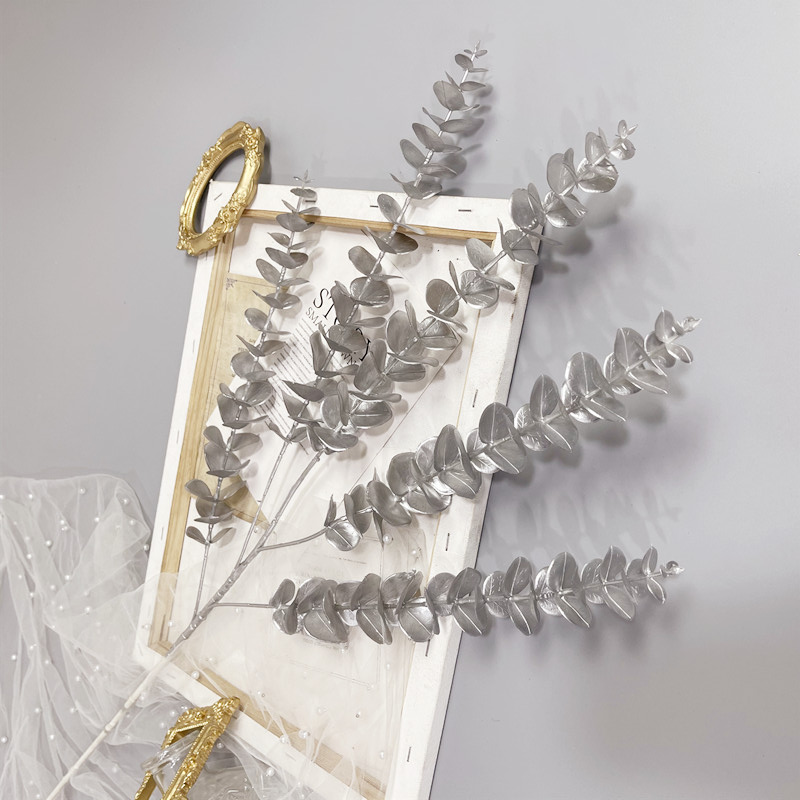 Fleur décorative feuilles d'eucalyptus argent h90cm
