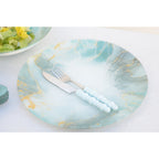 Couteaux à dessert argent avec manches multi couleurs - lot de 6