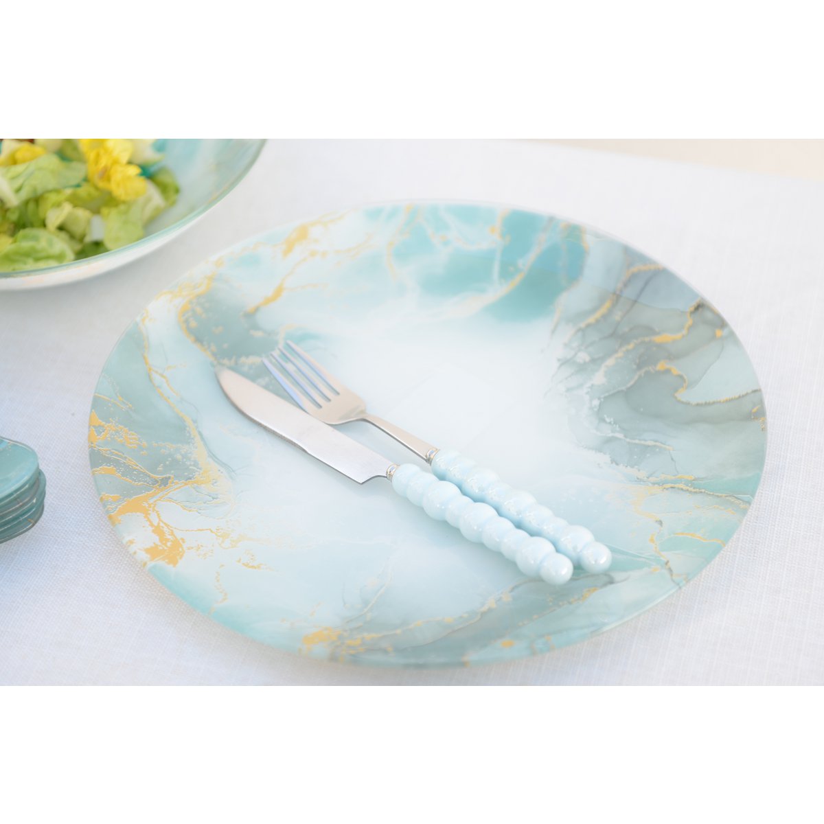 Couteaux à dessert argent avec manches multi couleurs - lot de 6