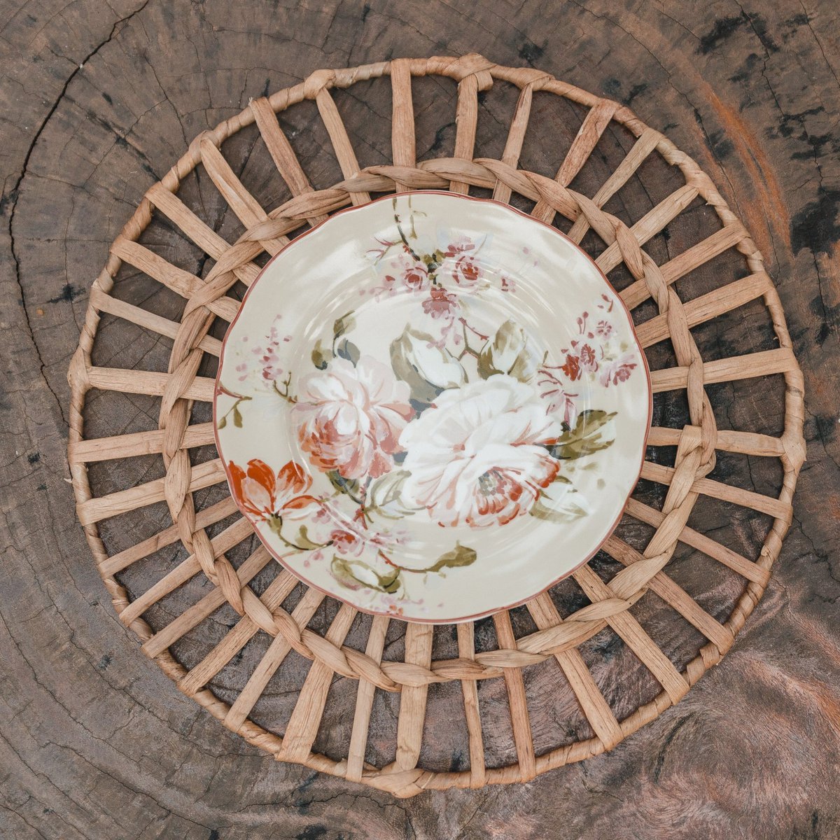 Set de table (Ensemble de 2, 4 ou 6) CARUBAN | Set de table Boho rond de 38 cm en jacinthe d'eau