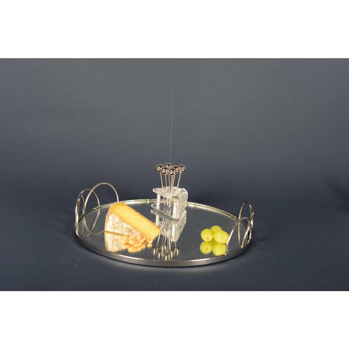 Piques apéritif argent avec support fromage - lot de 6