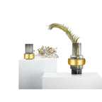 Luxuriöse Vase im Retro-Stil aus Glas, grau + XXL-Vase aus 24-karätigem Gold, TYLER 46GO, 9 mm dickes Glas